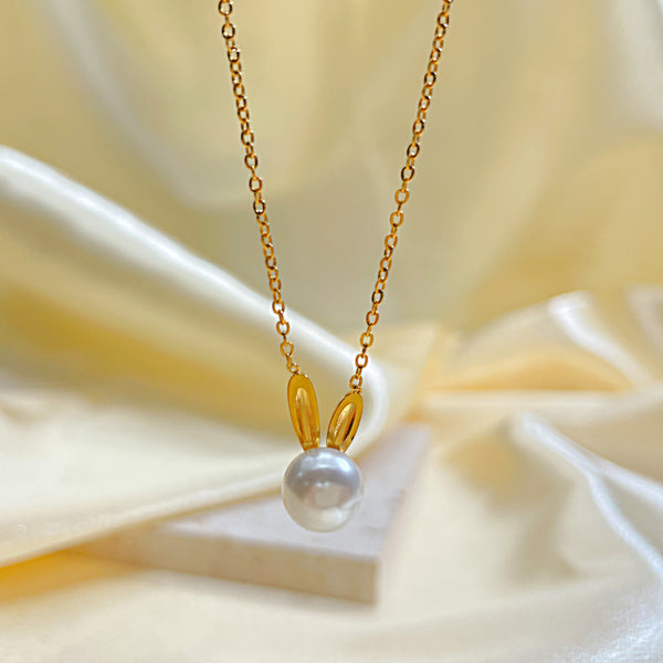 Women's Fashion Rabit Ear Pearl Pendant Necklace-Womens Pendant Necklace-SunnyHouse Jewelry