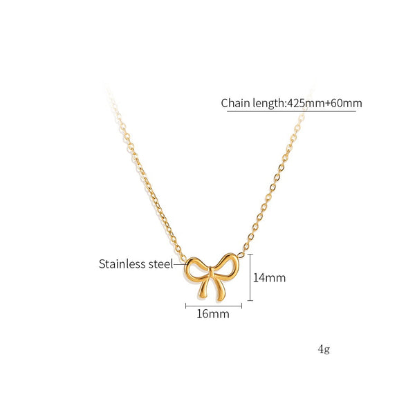 Women's Titanium Stainless Steel Bow Pendant Necklace - Elegant Gold Finish, Hypoallergenic and Durable-Women's Necklace-SunnyHouse Jewelry