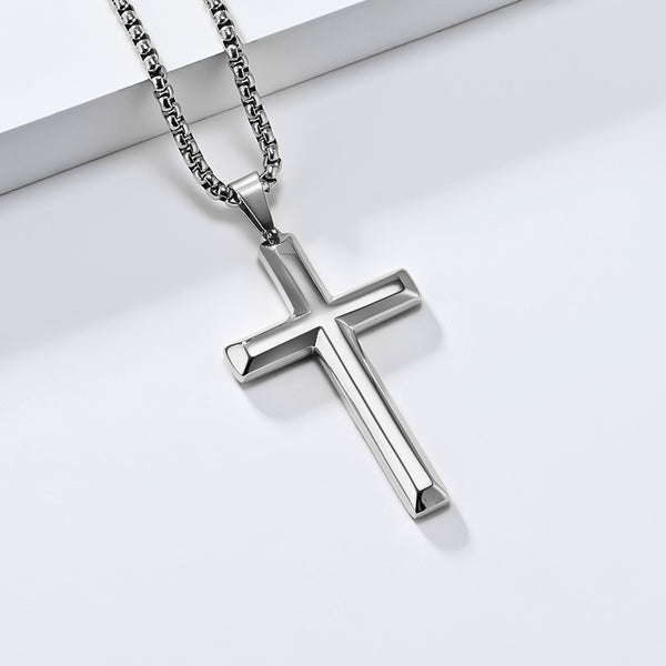 Men's Titanium Stainless Steel Cross Pendant Necklace - Durable, Hypoallergenic, Sleek Design, Faith-Inspired Jewelry-Men's Pendant Necklace-SunnyHouse Jewelry