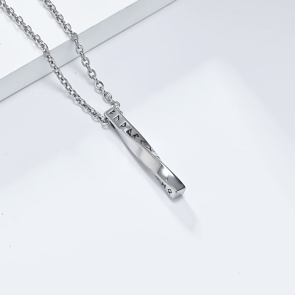 Men's Titanium Stainless Steel Vertical Bar Pendant Necklace with Ancient Script - Durable, Hypoallergenic Chain Included-Men's Pendant Necklace-SunnyHouse Jewelry