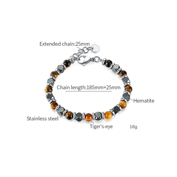 Classic Men's Bracelet with Tiger Eye and Hematite Stones - Elegant Stainless Steel Jewelry-Men's Bracelet-SunnyHouse Jewelry