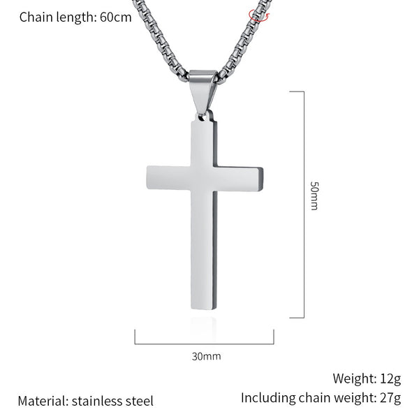 Men's Titanium Stainless Steel Classic Cross Pendant Necklace - Sleek and Modern Accessory for Everyday Wear-Men's Pendant Necklace-SunnyHouse Jewelry