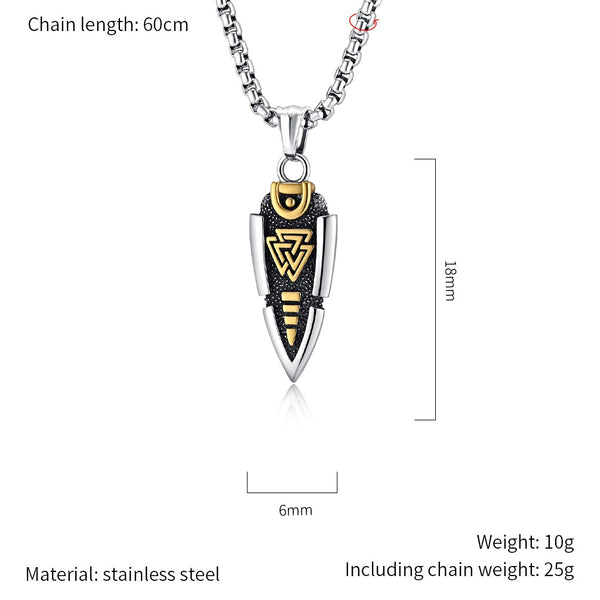 Men's Titanium Stainless Steel Rocket Pendant Necklace with Black Accents - Futuristic Design, Hypoallergenic Chain Included-Men's Pendant Necklace-SunnyHouse Jewelry