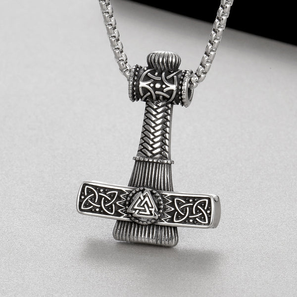 Men’s Titanium Stainless Steel Viking Mjolnir Pendant Necklace – Norse Thor's Hammer Design – Durable Nordic Jewelry for Men-Men's Pendant Necklace-SunnyHouse Jewelry