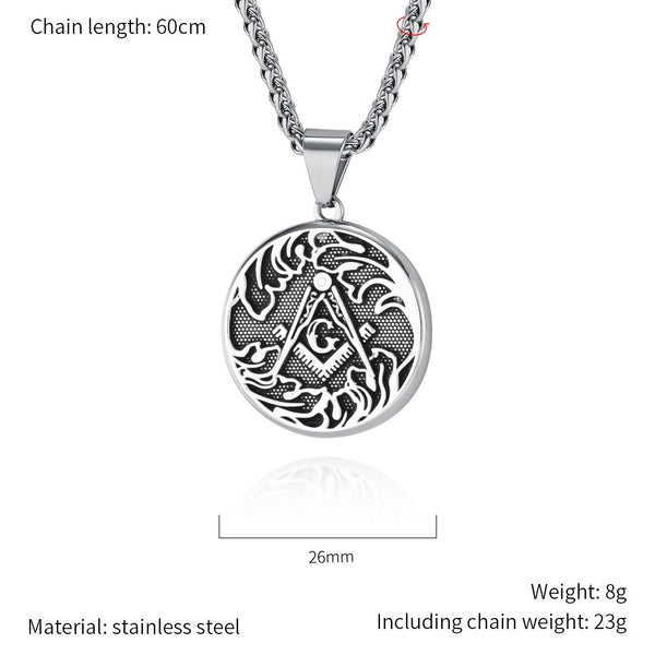 Men's Titanium Stainless Steel Pendant Necklace with Tribal Dragon Design - Stylish and Durable-Men's Pendant Necklace-SunnyHouse Jewelry