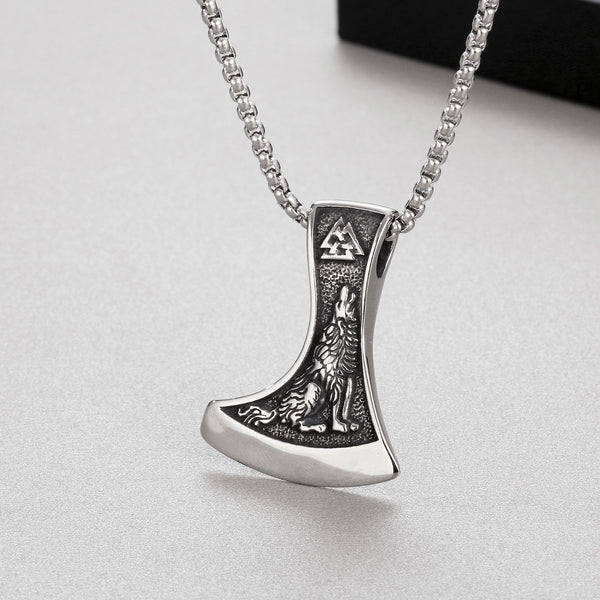 Men’s Titanium Stainless Steel Viking Axe Pendant Necklace – Nordic Mythology Eagle Design – Durable Norse Jewelry for Men-Men's Pendant Necklace-SunnyHouse Jewelry