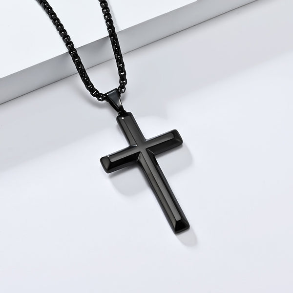 Men's Titanium Stainless Steel Cross Pendant Necklace - Durable, Hypoallergenic, Sleek Design, Faith-Inspired Jewelry-Men's Pendant Necklace-SunnyHouse Jewelry