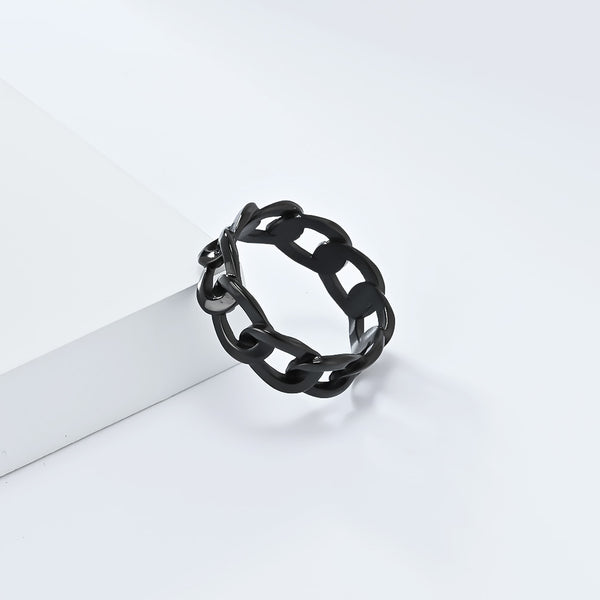 Men's Titanium Stainless Steel Chain Link Ring - Durable and Stylish Modern Design-Men's Ring-SunnyHouse Jewelry