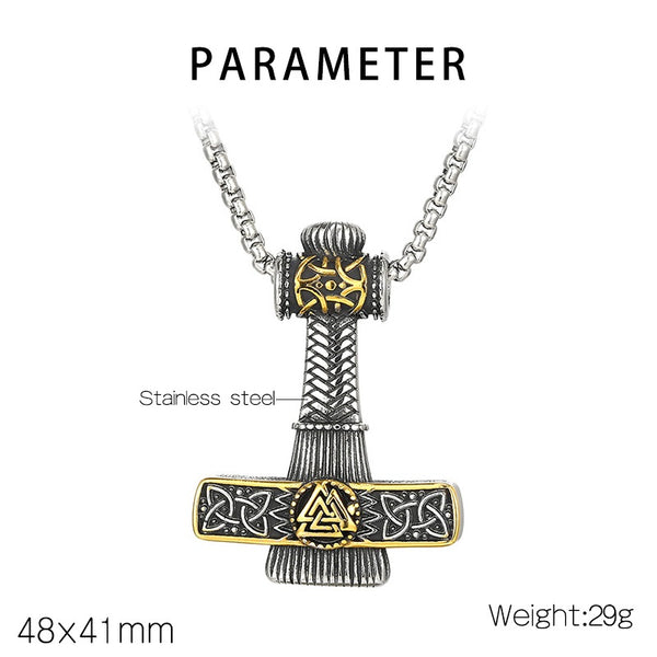 Men’s Titanium Stainless Steel Viking Mjolnir Pendant Necklace – Norse Thor's Hammer Design – Durable Nordic Jewelry for Men-Men's Pendant Necklace-SunnyHouse Jewelry