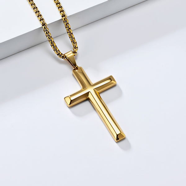 Men's Titanium Stainless Steel Cross Pendant Necklace - Durable, Hypoallergenic, Sleek Design, Faith-Inspired Jewelry-Men's Pendant Necklace-SunnyHouse Jewelry