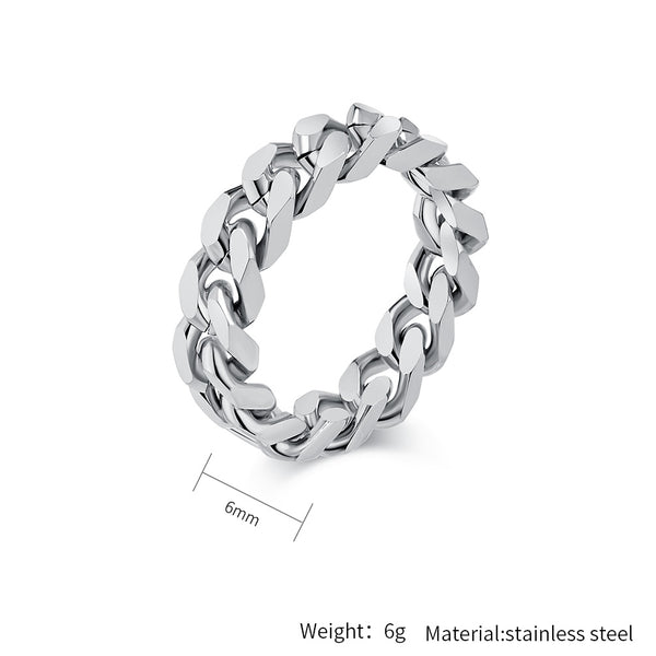 Men’s Titanium Stainless Steel Chain Link Ring – Durable, Stylish, Hypoallergenic Fashion Jewelry for Men-Men's Ring-SunnyHouse Jewelry