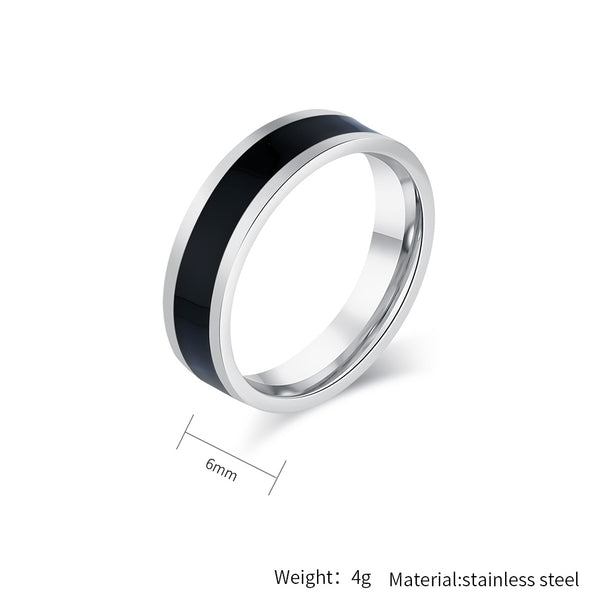 Women’s Titanium Stainless Steel Black and Silver Band Ring – Sleek, Modern, Durable Fashion Jewelry-Women's Ring-SunnyHouse Jewelry