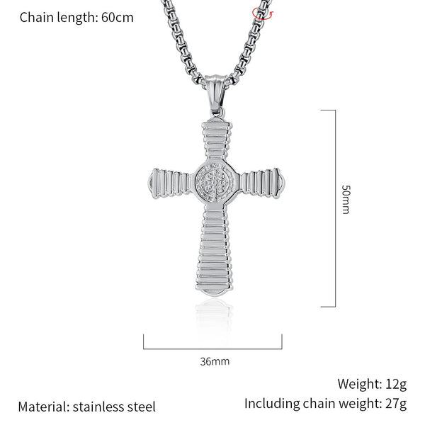 Men's Intricate Titanium Stainless Steel Cross Pendant Necklace - Durable, Hypoallergenic, Faith-Inspired Jewelry, Elegant Design-Men's Pendant Necklace-SunnyHouse Jewelry