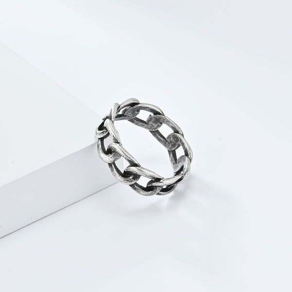 Men's Titanium Stainless Steel Chain Link Ring - Durable and Stylish Modern Design-Men's Ring-SunnyHouse Jewelry