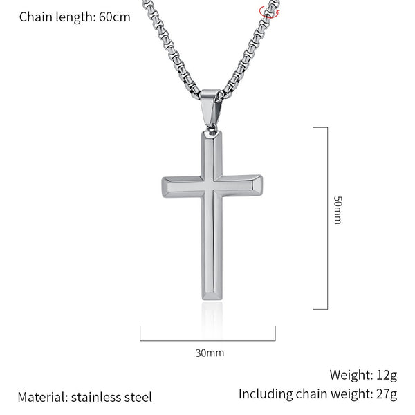 Men's Titanium Stainless Steel Cross Pendant Necklace - Durable, Hypoallergenic, Sleek Design, Faith-Inspired Jewelry-Men's Pendant Necklace-SunnyHouse Jewelry