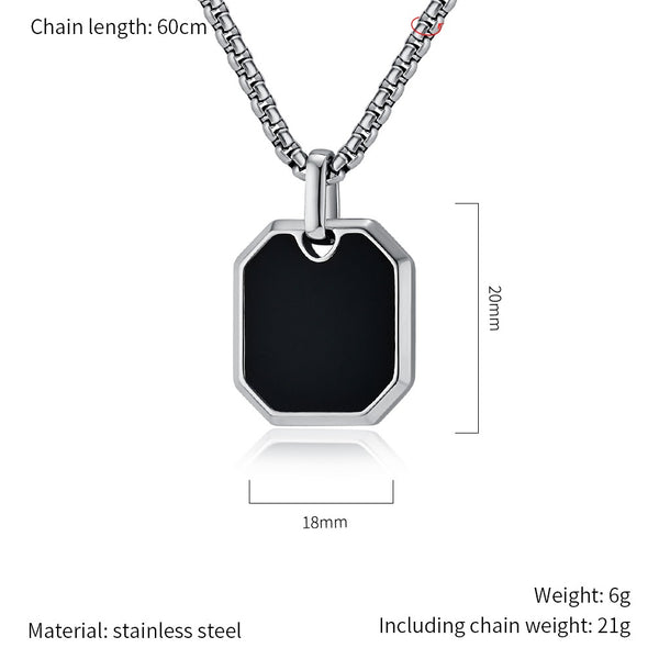 Men's Titanium Stainless Steel Dog Tag Pendant Necklace - Sleek Black and Silver Design-Men's Pendant Necklace-SunnyHouse Jewelry