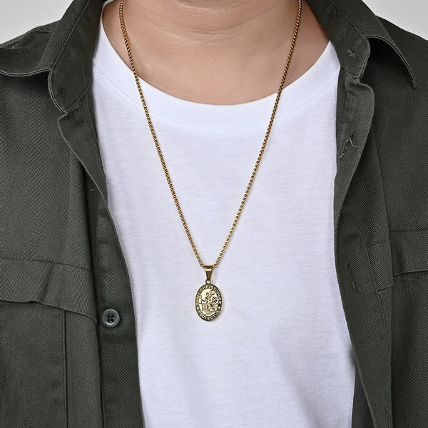 Men's Fashion Saint Christopher Pendant Necklace-Mens Pendant Necklace-SunnyHouse Jewelry