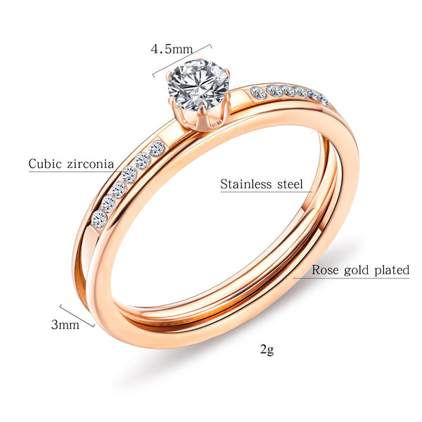 Women's Fashion Rose Gold Bliking Ring-Womens Ring-SunnyHouse Jewelry