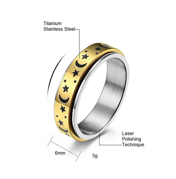 Men's Fashion Moon and Star Ring-Mens Ring-SunnyHouse Jewelry