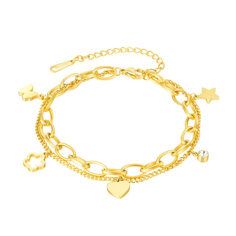 Women's Fashion Heart and Star Bracelet-Womens Bracelet-SunnyHouse Jewelry