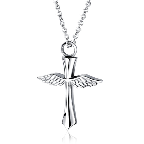 Men's Fashion Angel Cross Pendant Necklace-Mens Pendant Necklace-SunnyHouse Jewelry