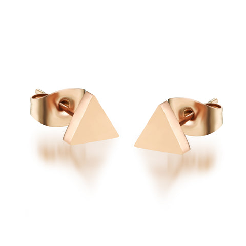 Women's Fashion Rose Gold Triangle Stud Earrings-Womens Earrings-SunnyHouse Jewelry