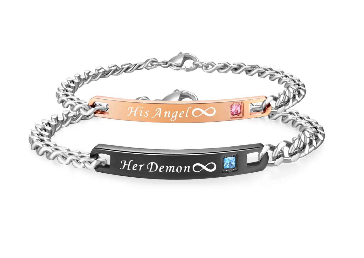 His & Hers Matching Set Demon and Angel Couple Bracelets, Valentine, Anniversary, Wedding, Promise, Engagement Gift-Couple Bracelets-SunnyHouse Jewelry