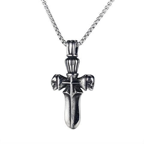 Men's Fashion Skull Sword Cross Pendant Necklace-Mens Pendant Necklace-SunnyHouse Jewelry