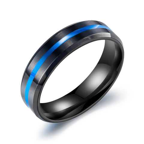 Men's Fashion Black and Blue Ring-Mens Ring-SunnyHouse Jewelry