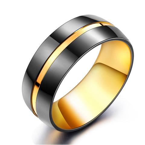 Men's Fashion Black and Gold Ring-Mens Ring-SunnyHouse Jewelry