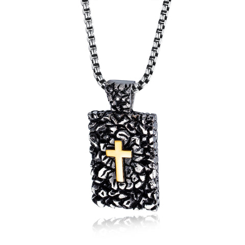 Men's Fashion Golden Cross Pendant Necklace-Mens Pendant Necklace-SunnyHouse Jewelry