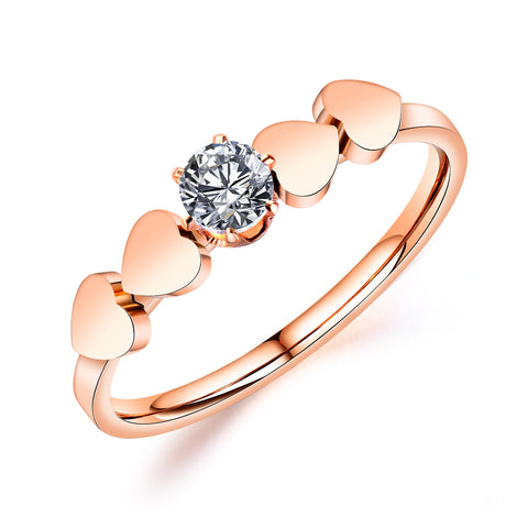 Women's Fashion Rose Gold Heart Ring-Womens Ring-SunnyHouse Jewelry