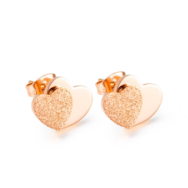 Women's Fashion Double Heart Stud Earrings-Womens Earrings-SunnyHouse Jewelry