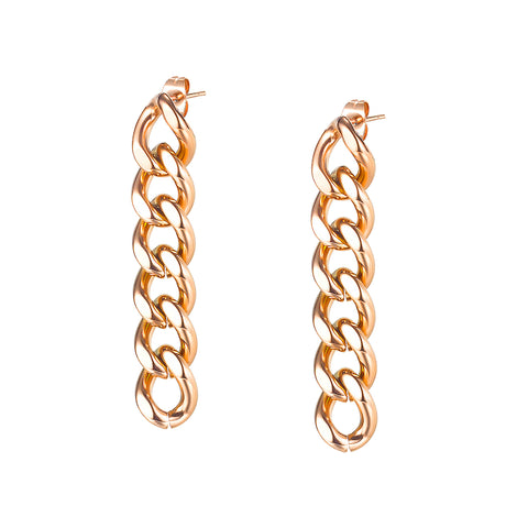 Women's Fashion Rose Gold Chain Earrings-Womens Earrings-SunnyHouse Jewelry