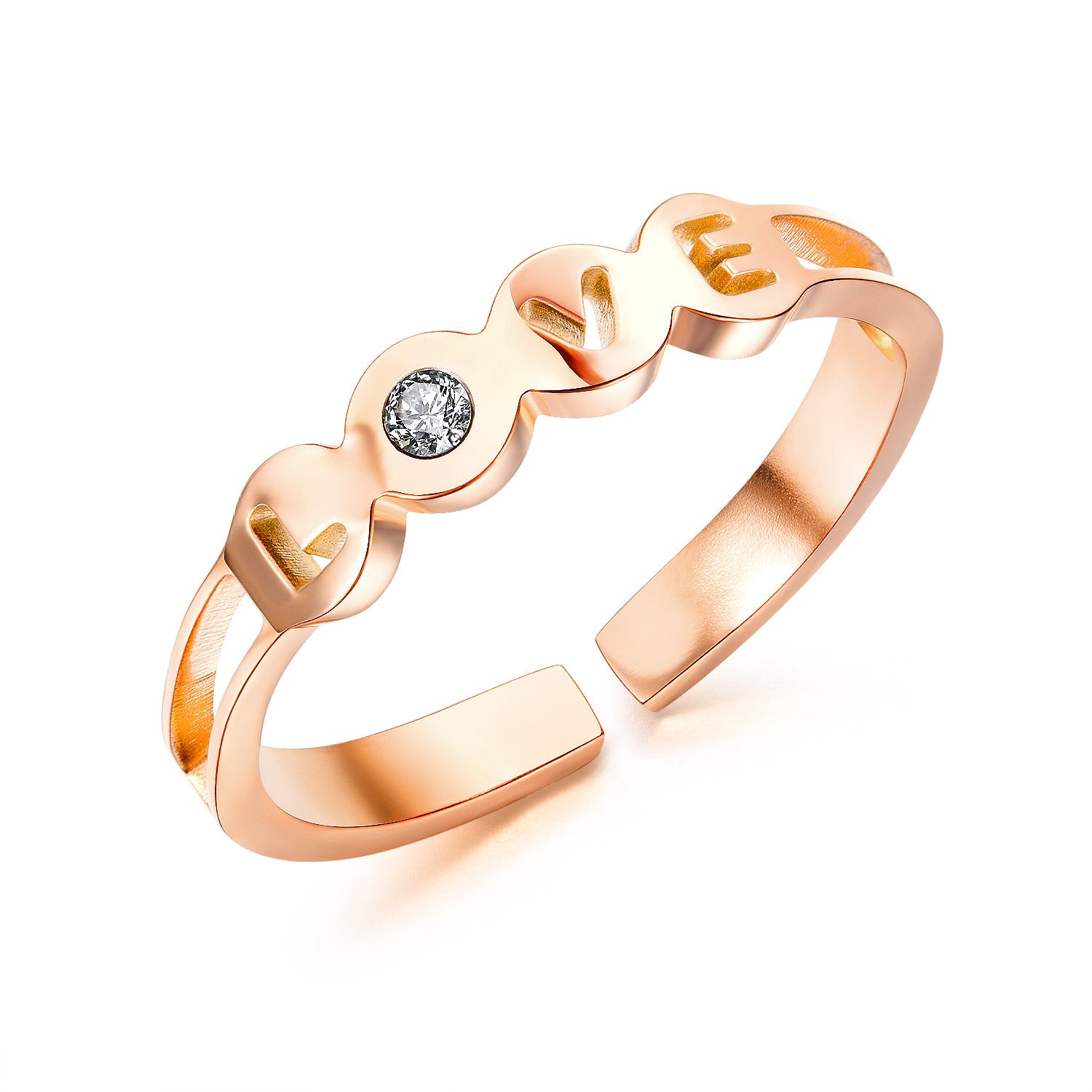 Women's Fashion Rose Gold Love Ring-Womens Ring-SunnyHouse Jewelry