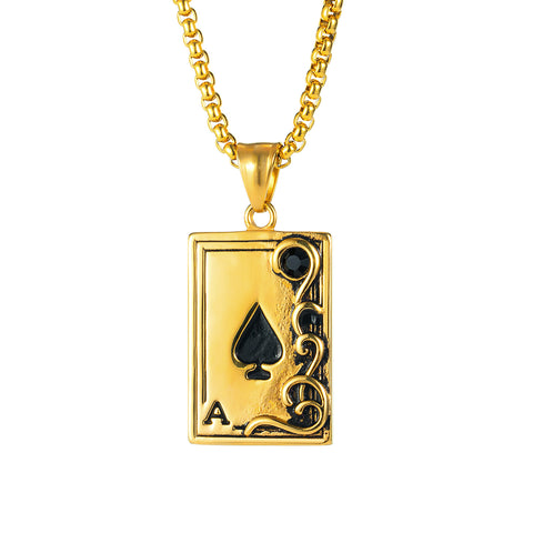 Men's Fashion Ace Pendant Necklace-Mens Pendant Necklace-SunnyHouse Jewelry