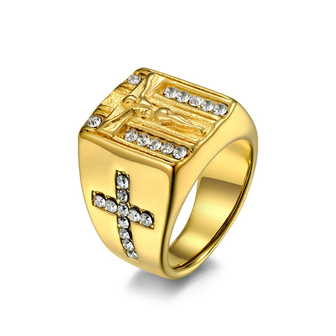 Men's Fashion Jusus Cross Ring-Mens Ring-SunnyHouse Jewelry