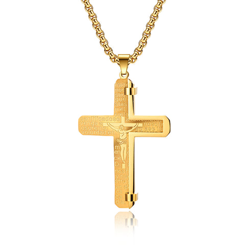 Men's Fashion Jesus Cross Pendant Necklace-Mens Pendant Necklace-SunnyHouse Jewelry