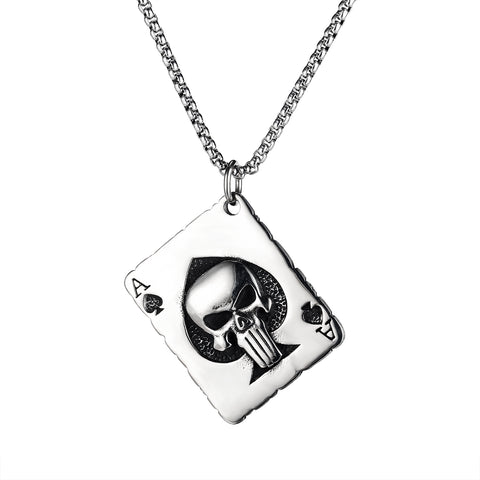 Men's Fashion Skull Poker Pendant Necklace-Mens Pendant Necklace-SunnyHouse Jewelry