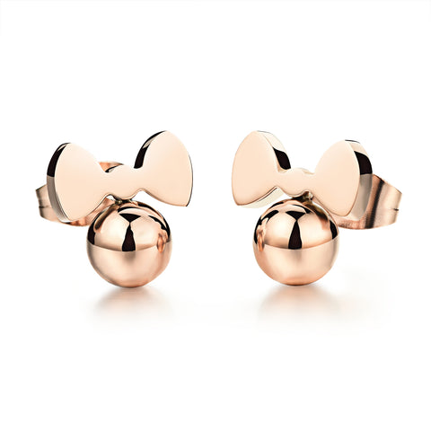 Women's Fashion Rose Gold Bow Earrings-Womens Earrings-SunnyHouse Jewelry