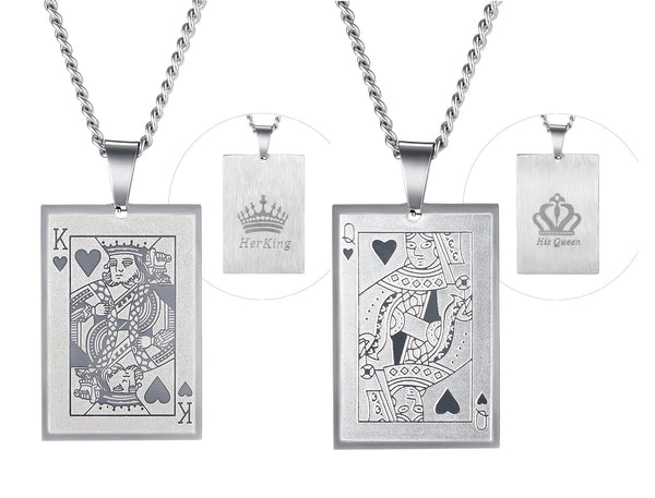 His & Hers Matching Set King Queen Poker Couple Necklace Couple Jewelry Set-Couple Necklace-SunnyHouse Jewelry