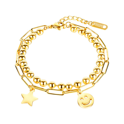 Women's Fashion Star and Smiling Bracelet-Womens Bracelet-SunnyHouse Jewelry