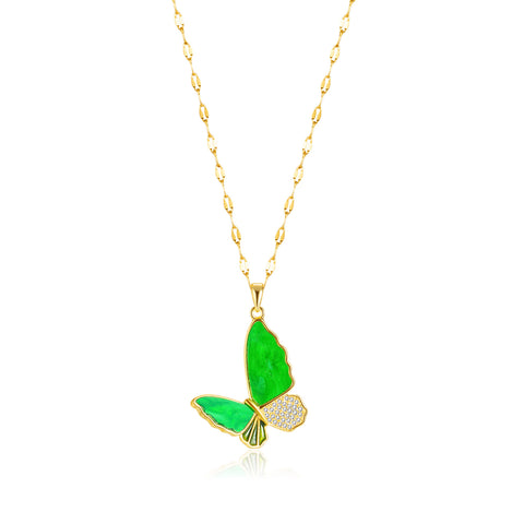 Women's Fashion Butterfly Jade Pendant Necklace-Womens Pendant Necklace-SunnyHouse Jewelry