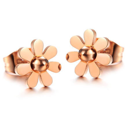 Women's Fashion Rose Gold Flower Earrings-Womens Earrings-SunnyHouse Jewelry