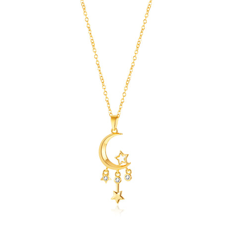 Women's Fashion Moon and Star Pendant Necklace-Womens Pendant Necklace-SunnyHouse Jewelry