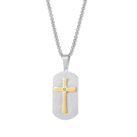 Men's Fashion Cross Tag Pendant Necklace-Mens Pendant Necklace-SunnyHouse Jewelry