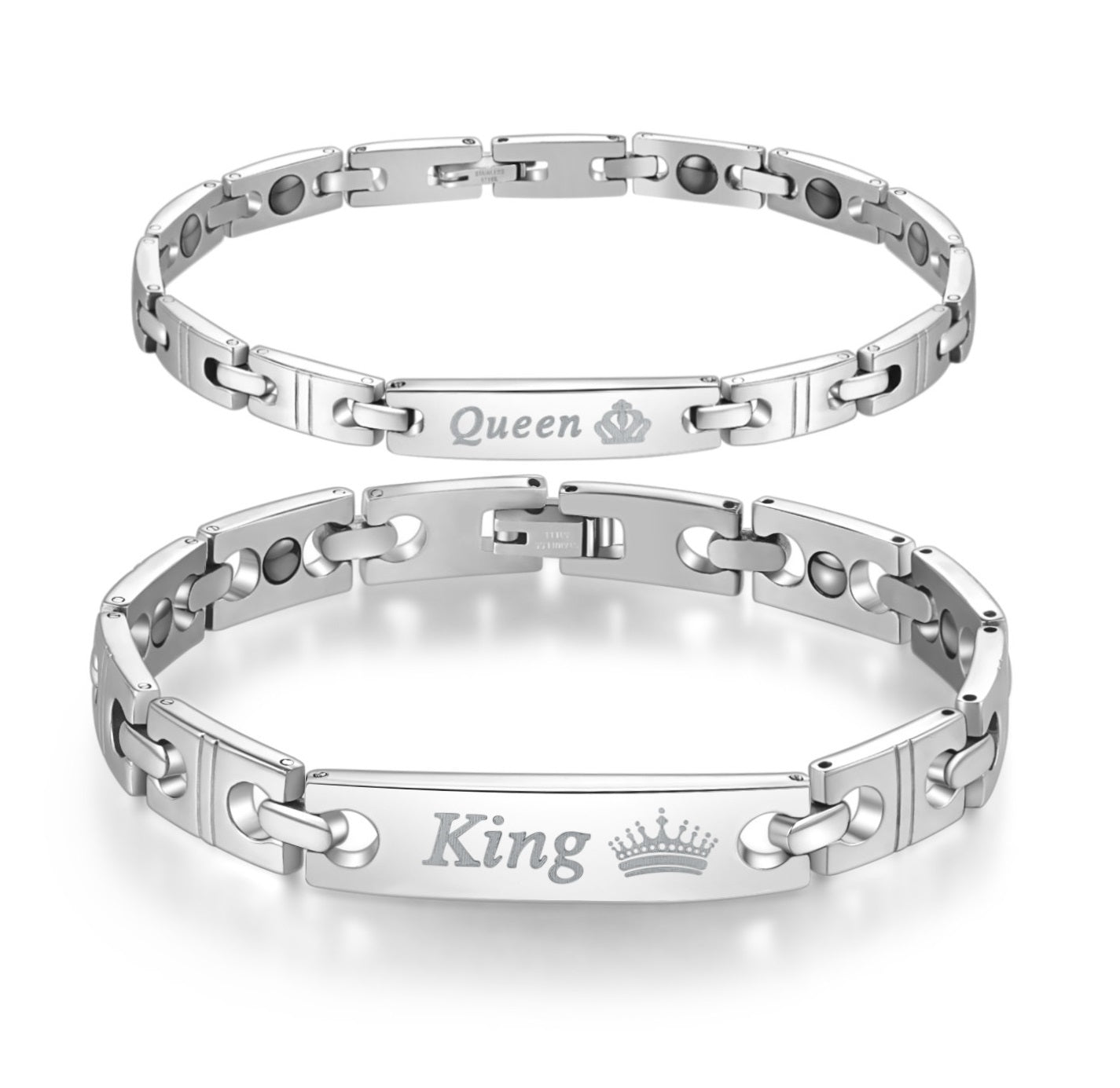 His & Hers Matching Set King and Queen Couple Bracelets, Valentine, Anniversary, Wedding, Promise, Engagement Gift-Couple Bracelets-SunnyHouse Jewelry