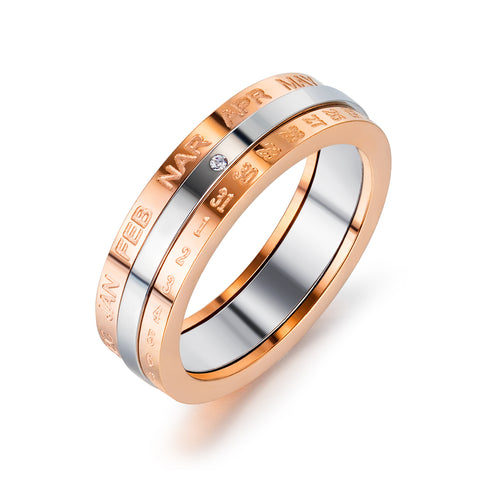 Women's Fashion Rose Gold Month ID Ring-Womens Ring-SunnyHouse Jewelry