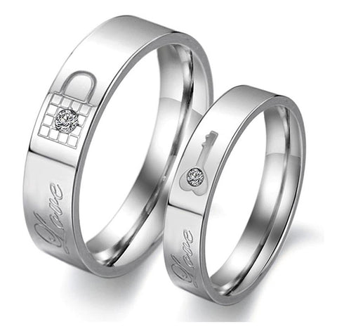 His & Hers Matching Set Key and Lock Style Couple Rings Wedding Band Set-Couple Rings-SunnyHouse Jewelry