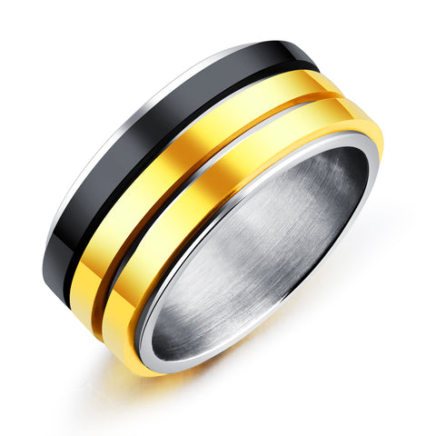 Men's Fashion Black and Gold Ring-Mens Ring-SunnyHouse Jewelry